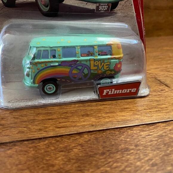 DISNEY PIXAR Cars Fillmore Metal Die Cast VW Bus Van RARE Error - Picture 2 of 3